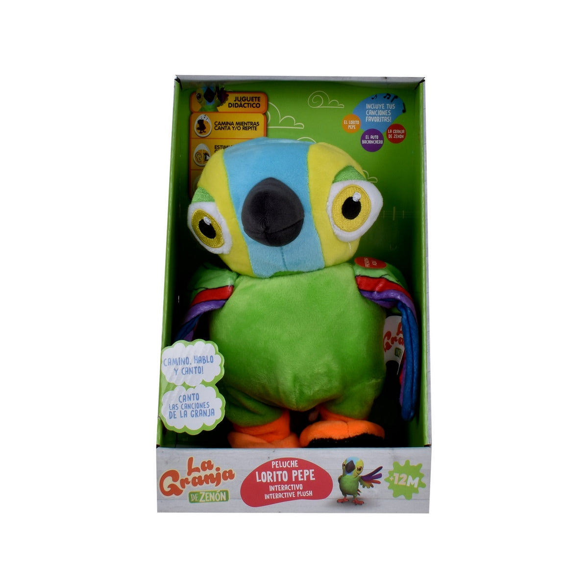 Peluche Lorito Pepe 20Cm Baila Canta Y Habla La Granja De Zenon