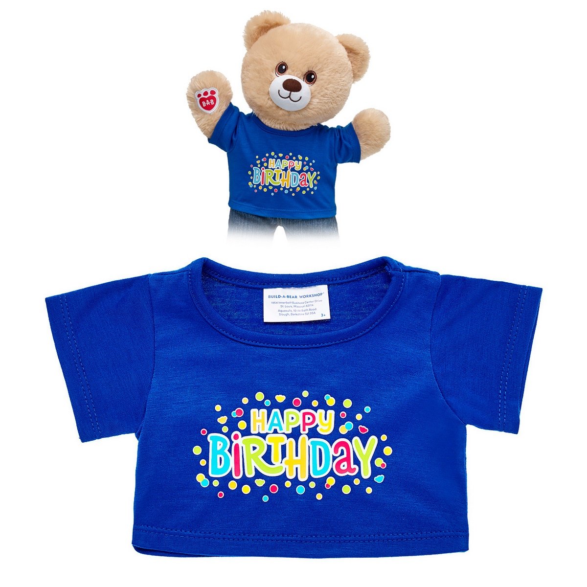 Polera Cumpleaã‘os Azul 2 Build-A-Bear