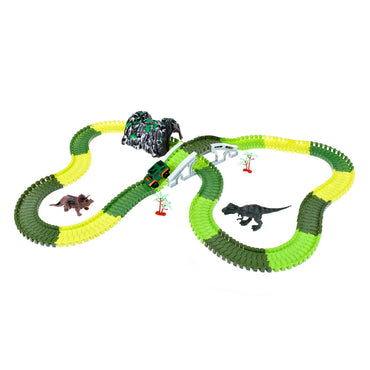 Pista Flexible Dinosaurio 137 Piezas Con Luces