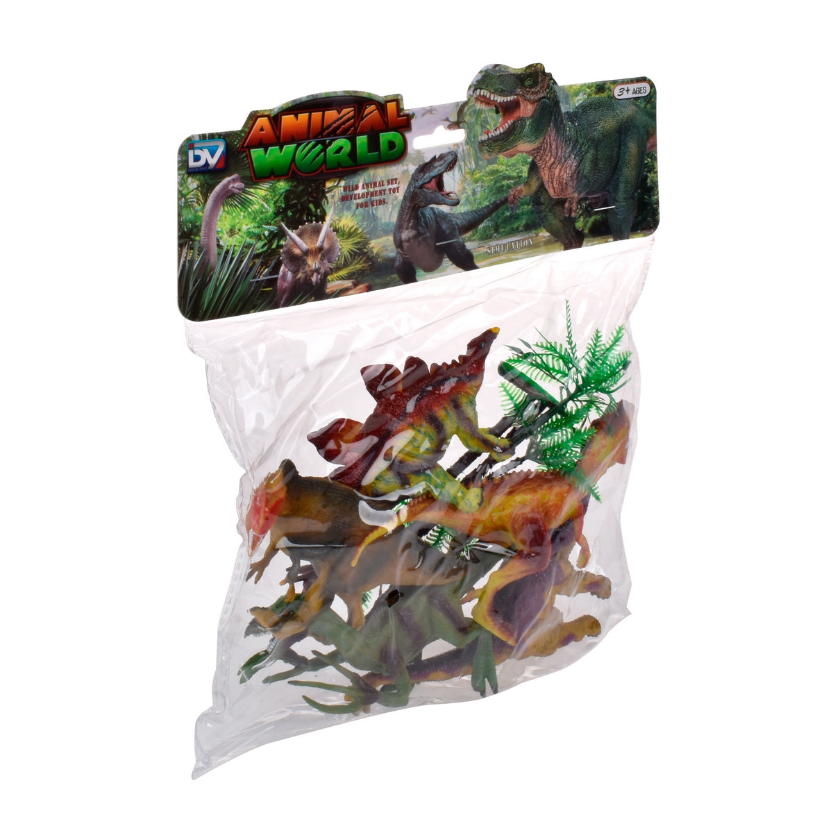 Set 5 Dinosaurios Y Accesorios En Bolsa