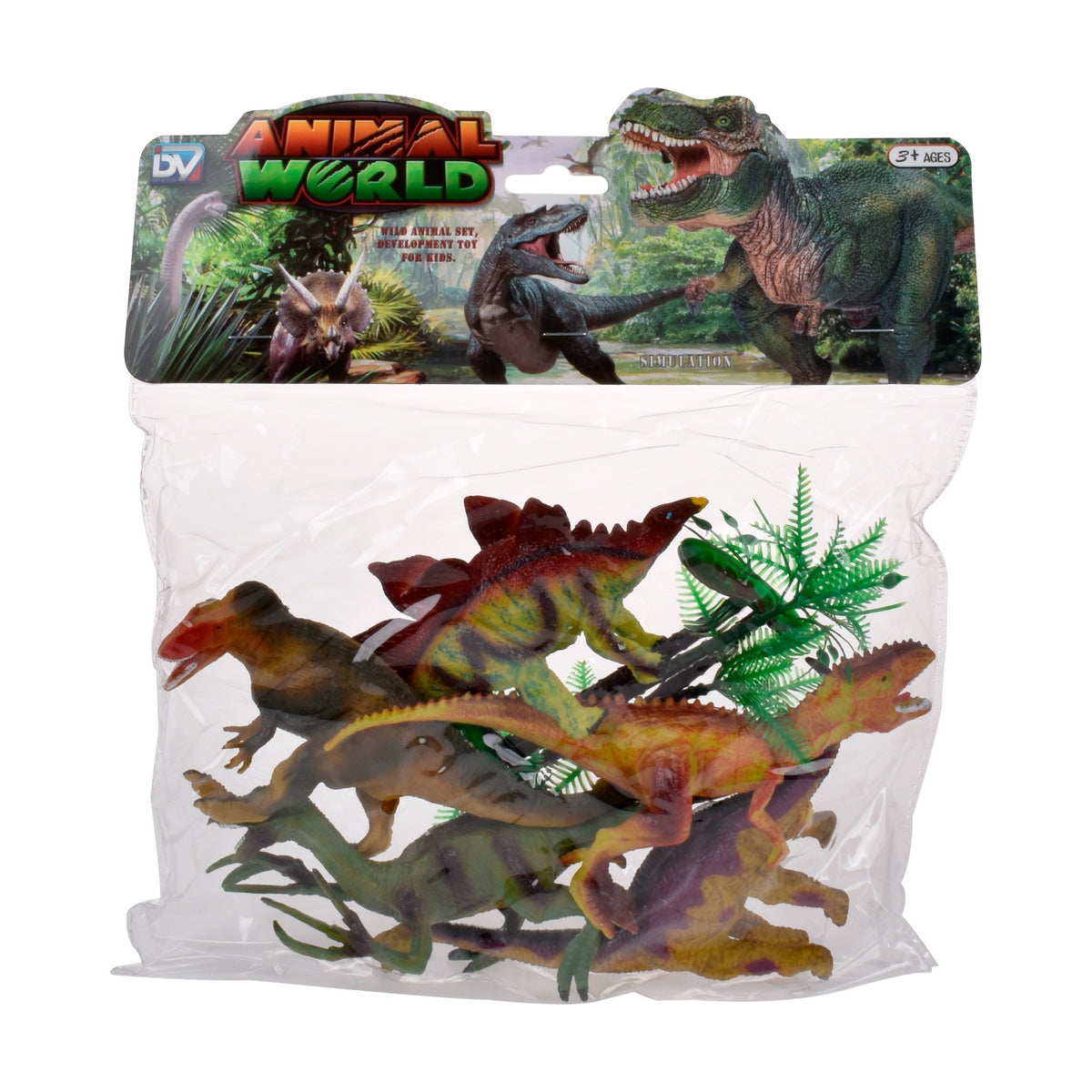 Set 5 Dinosaurios Y Accesorios En Bolsa
