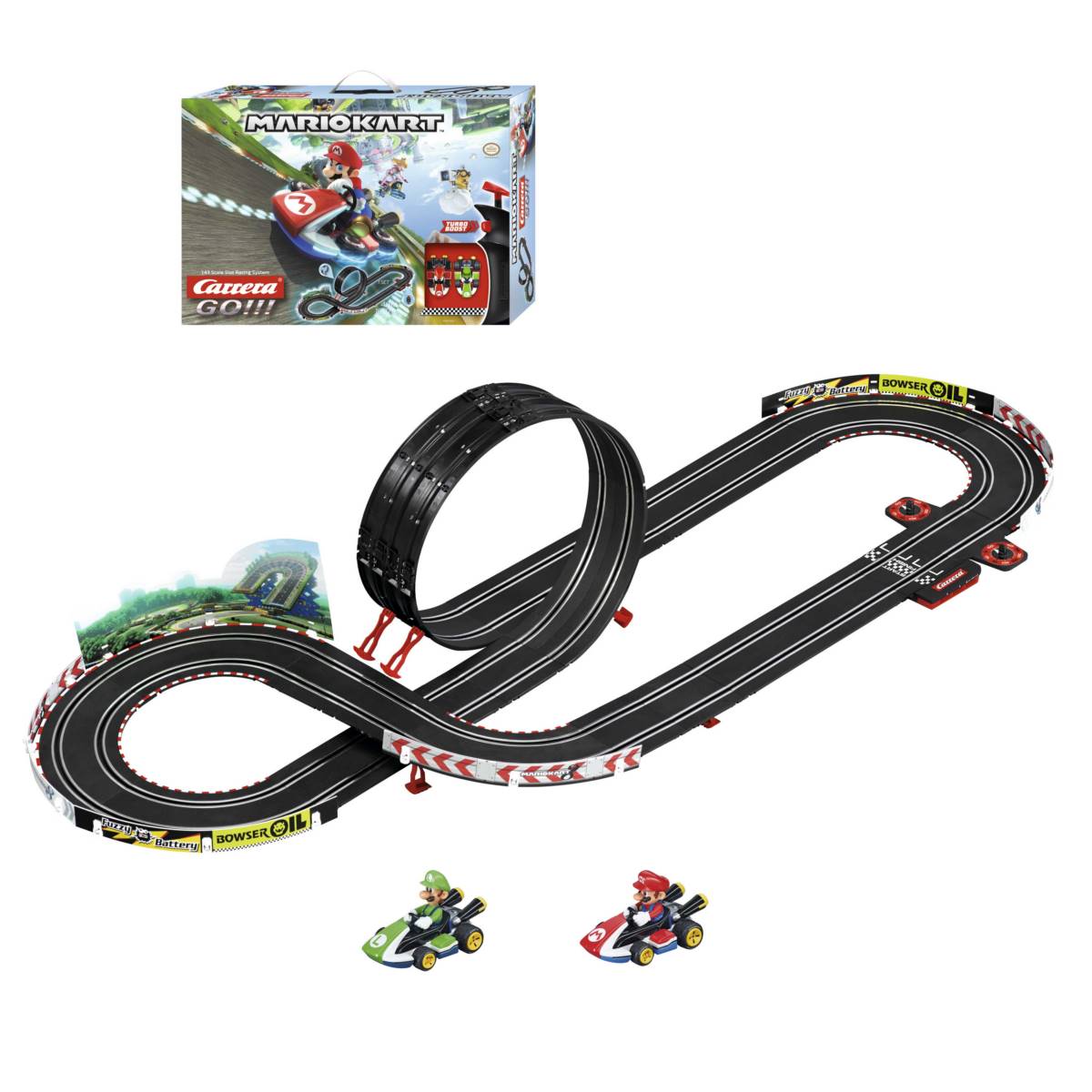 Pista Nintendo Mario Kart De 4,9Mts Y Autos Escala 1:43 Con Contador Vueltas Y Transformador