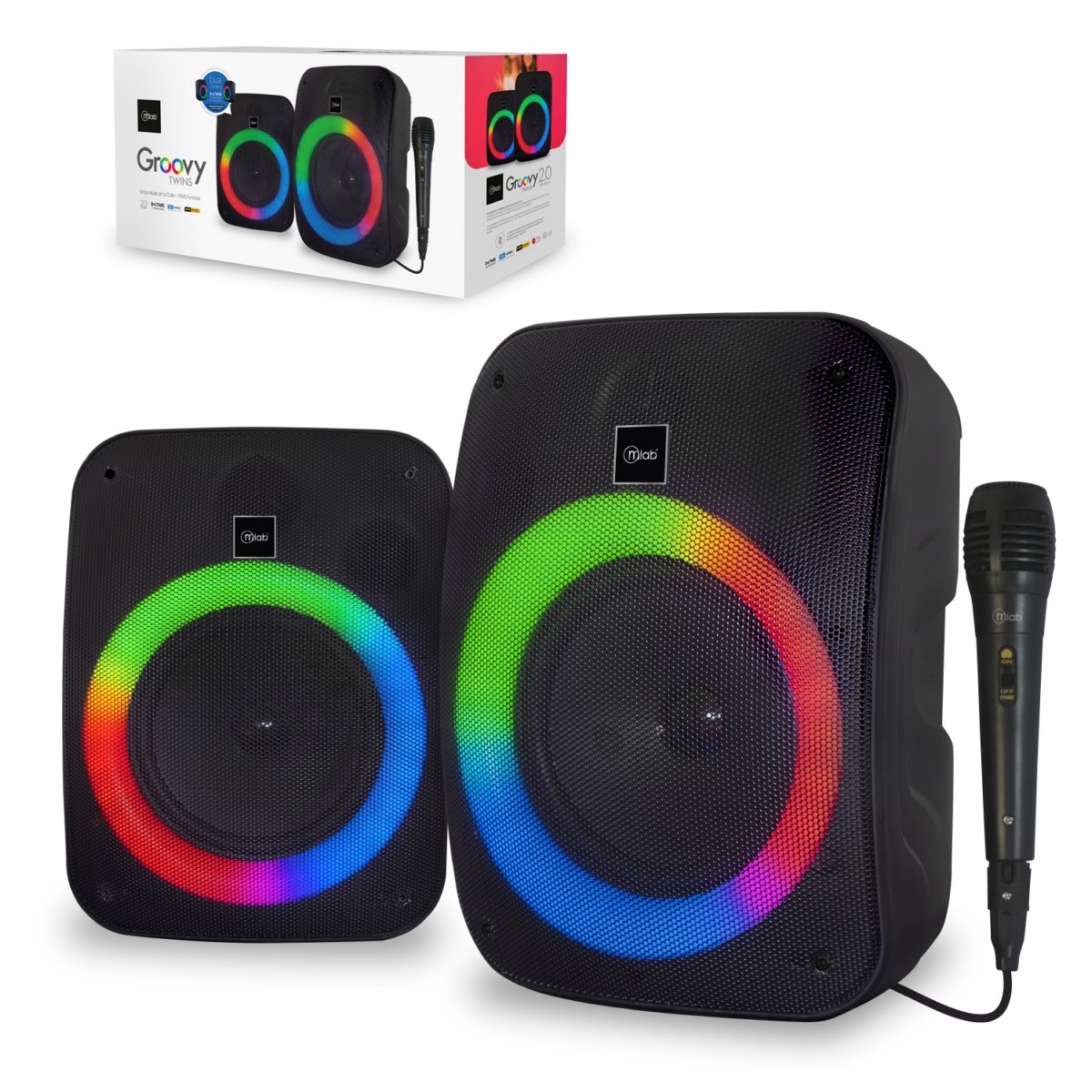 Dos Parlantes Twins Con Iluminacion Led Groovy Microlab