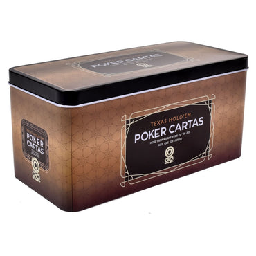 Set De Poker Con 200 Pichas 2 Barajas De Cartas Y Paño En Caja Metalica