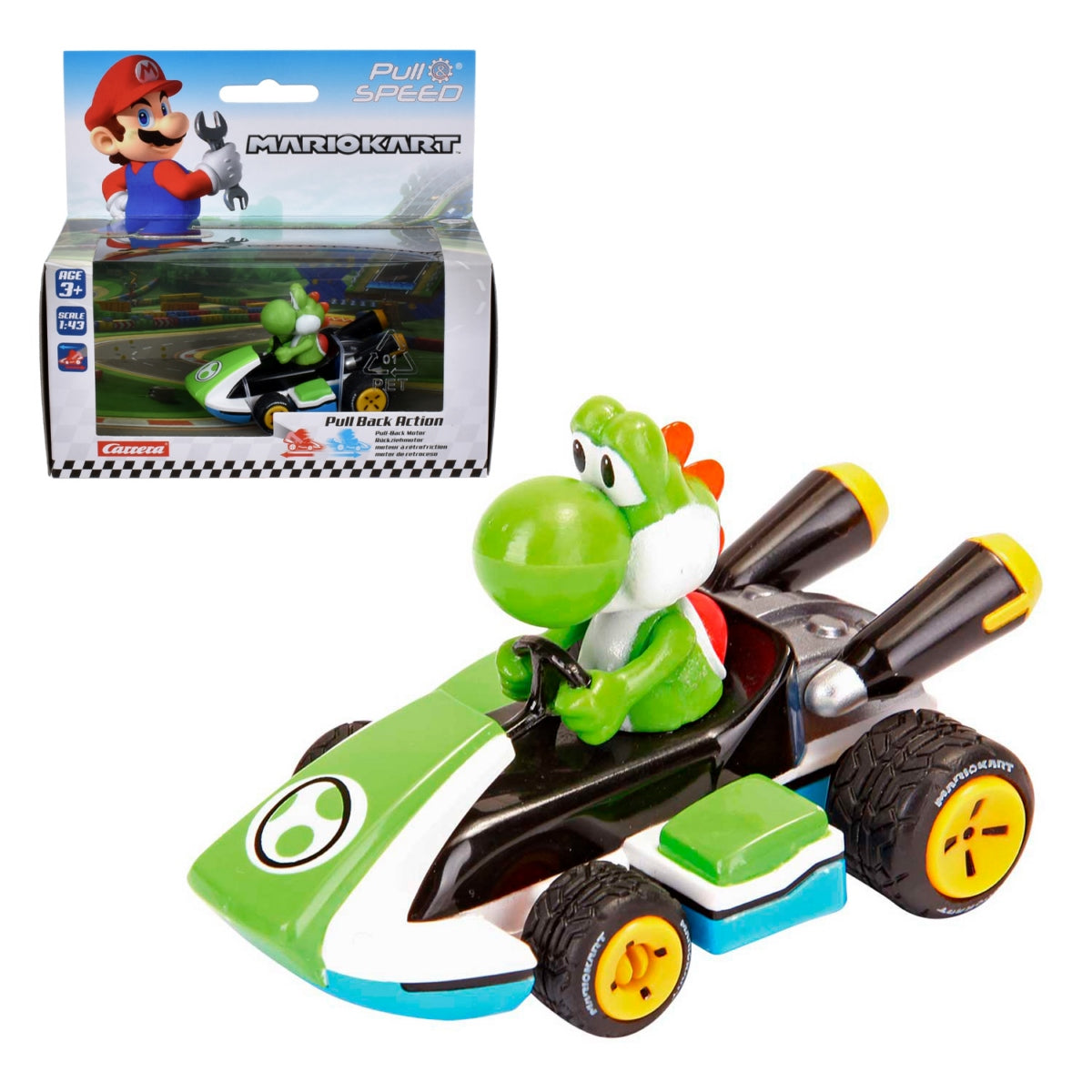 Auto Pull Back Nintendo Mario Kart 8 Escala 1:43 - Yoshi