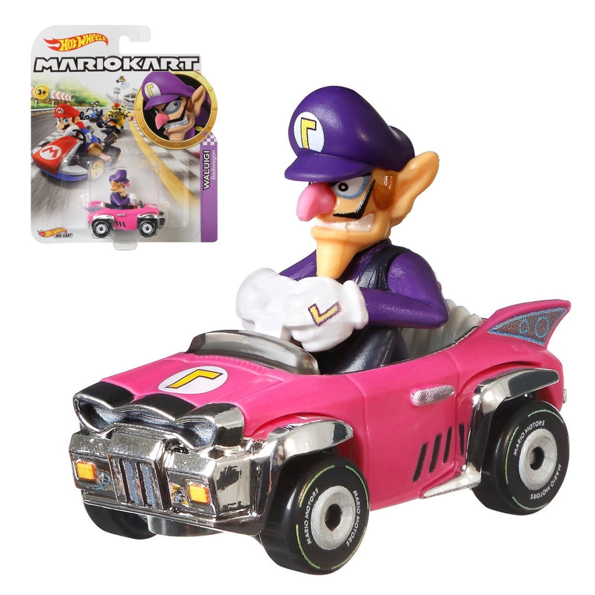 Hot Wheels Mario Kart Personajes Escala 1:64 - Waluigi