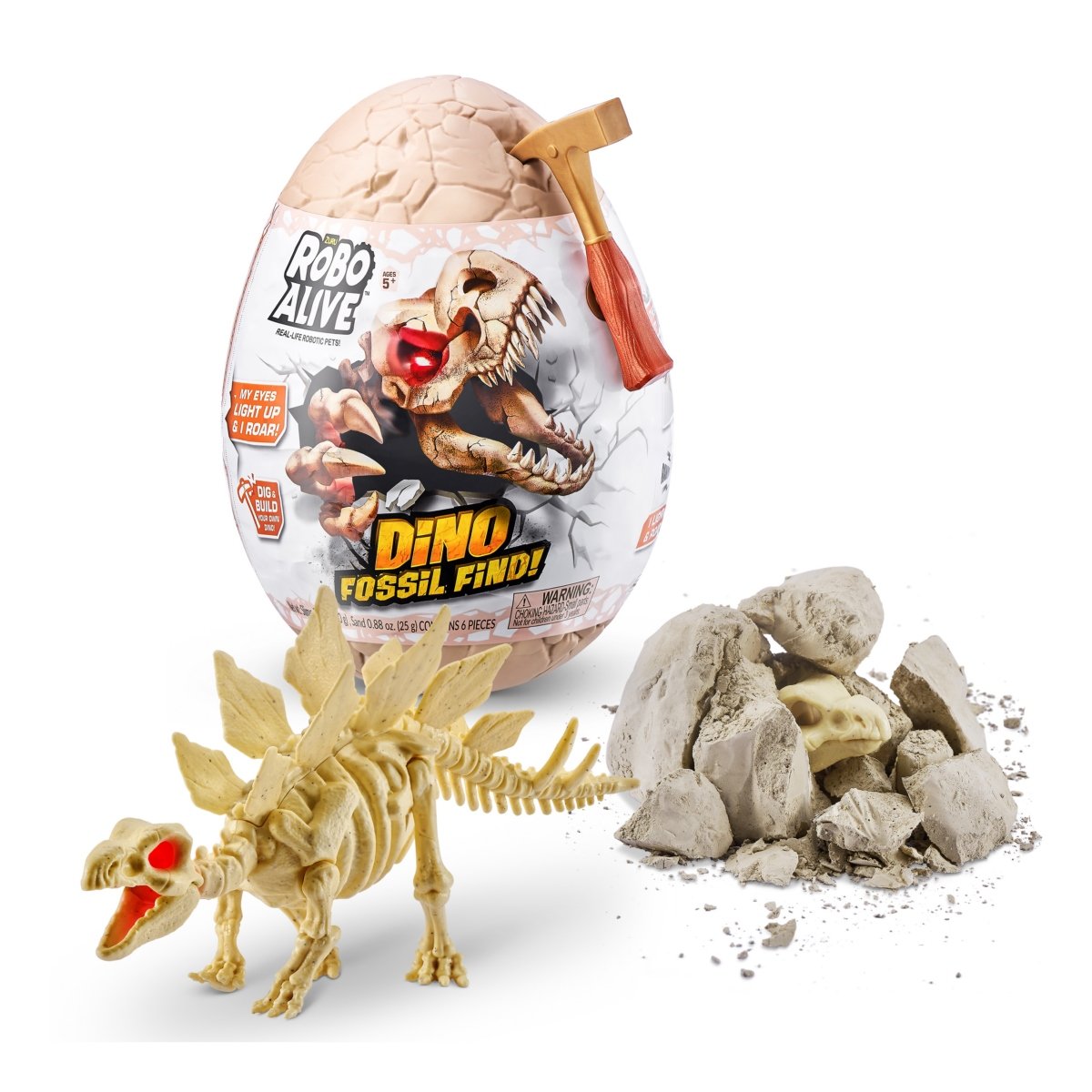 Huevo Con Esqueleto De Dinosaurio Para Excavar Y Armar Robo Alive Zuru