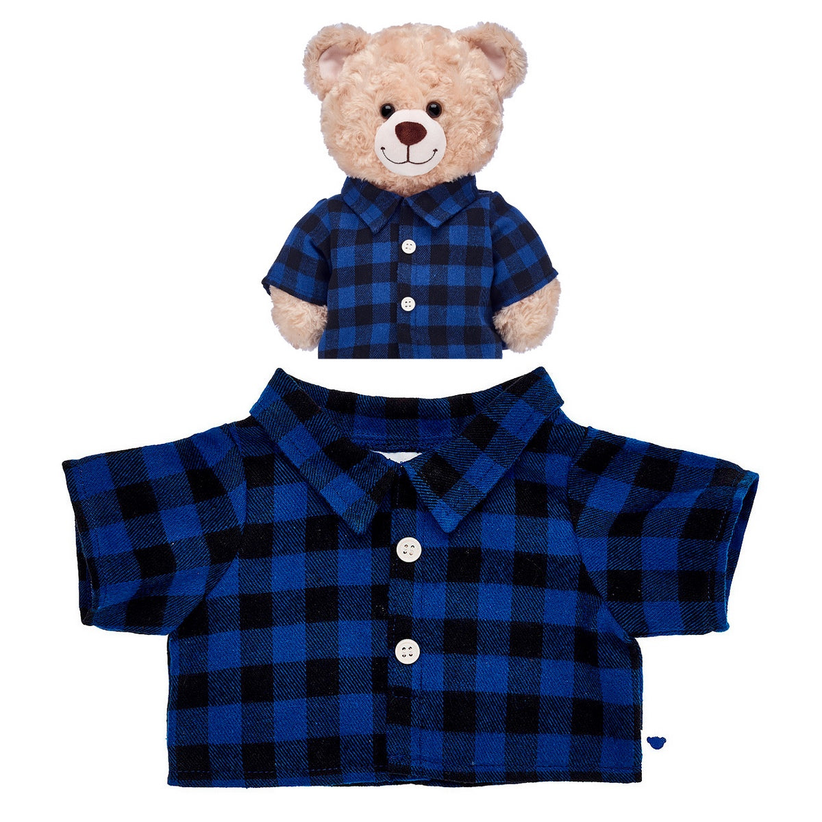 Camisa A Cuadros Negro/Azul Build-A-Bear