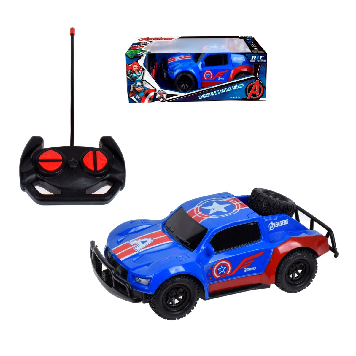Camioneta Radio Controlada R/C De 20 Cms Con Luces Marvel- Capitan America