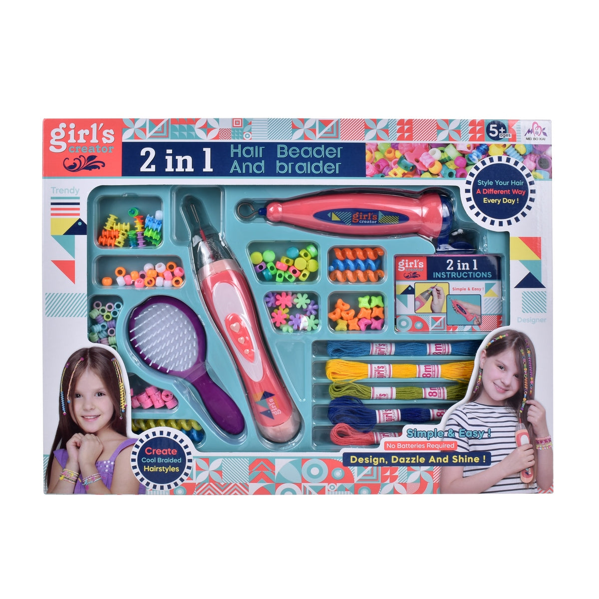 Pack Máquina Mostacillas Y Trenzador Para El Pelo Con Accesorios