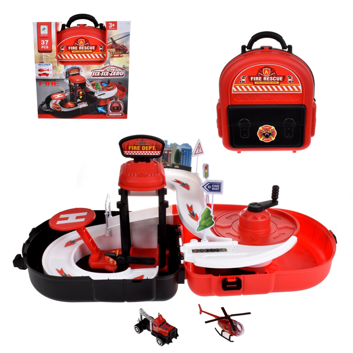 Playset Bombero Transformable En Maleta Con 2 Vahiculos Y Accesorios