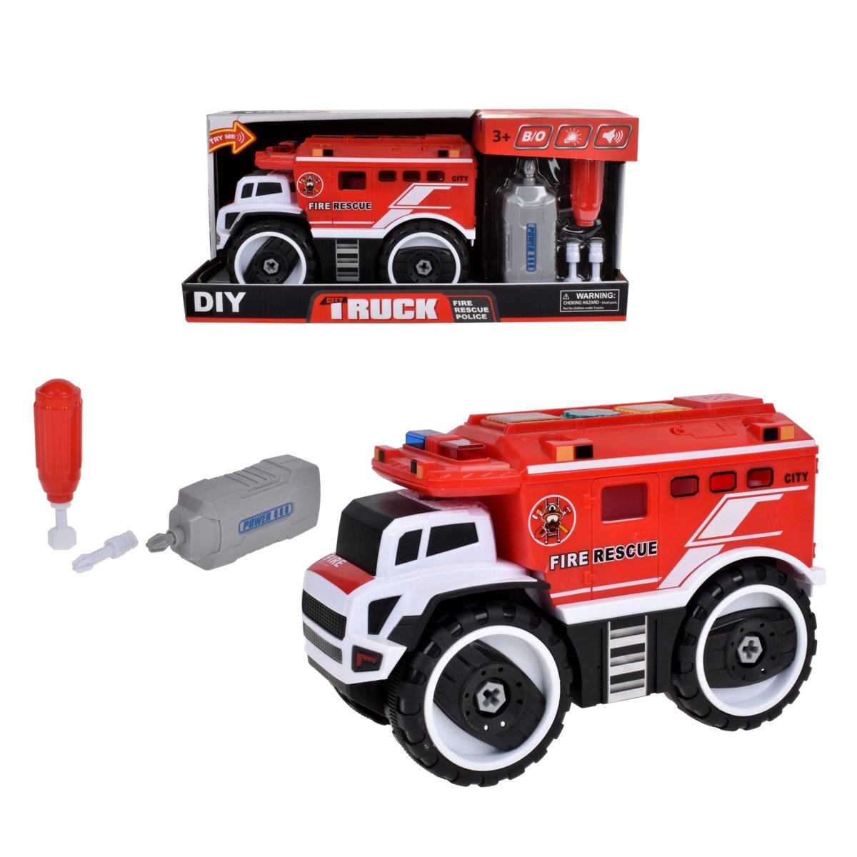 Carro Bomba Armable De 24 Cms Con Luces, Sonido Y Taladro