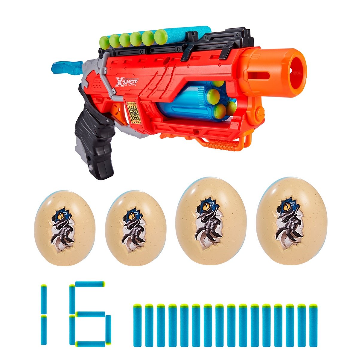 Lanza Dardos Dino Attack Dino Striker Con 16 Dardos Y 2 Huevos X-Shot