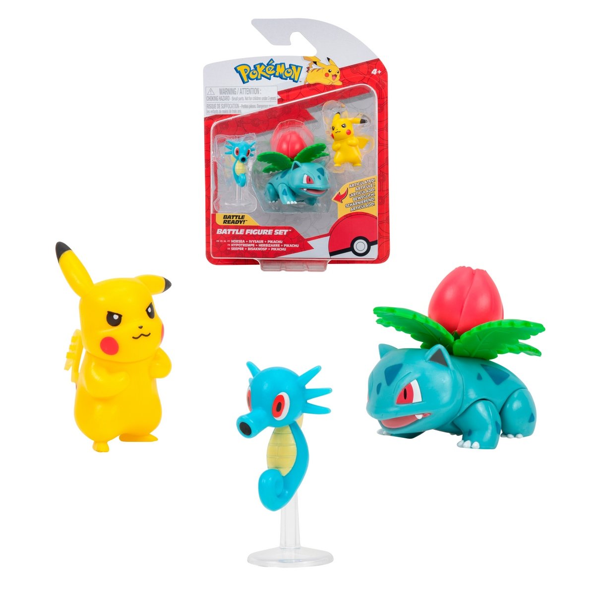 Pack 3 Figuras De 5 A 8 Cm. Pokemon - Pikachu - Horsea - Ivysaur