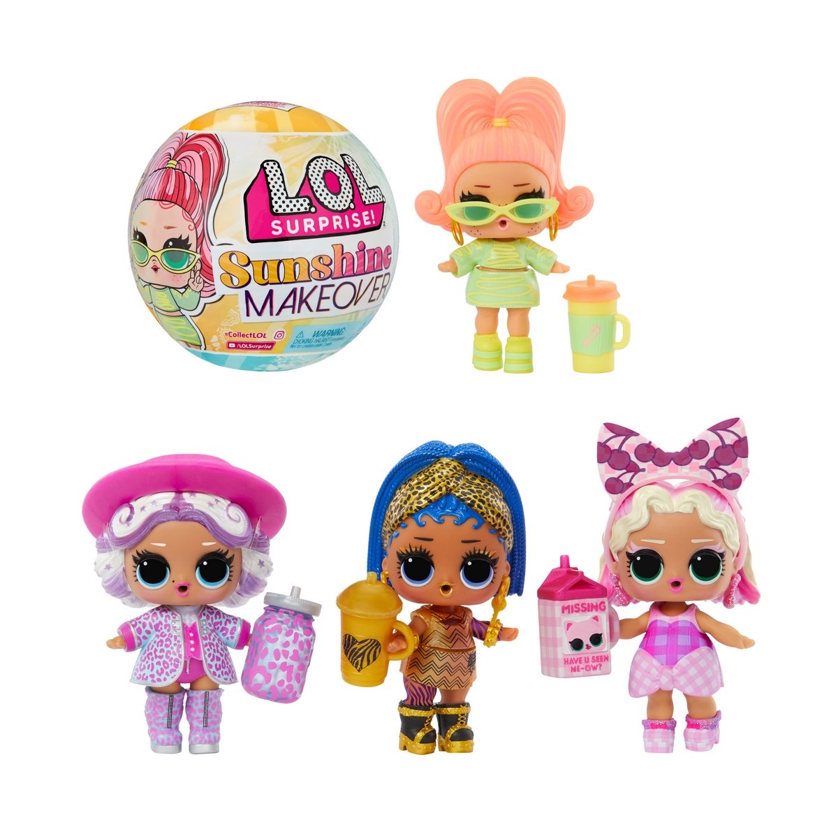 Muñeca Lol Glitter Cambia De Color Con Sol 8 Cms En Bola Sorpresa Con Accesorios