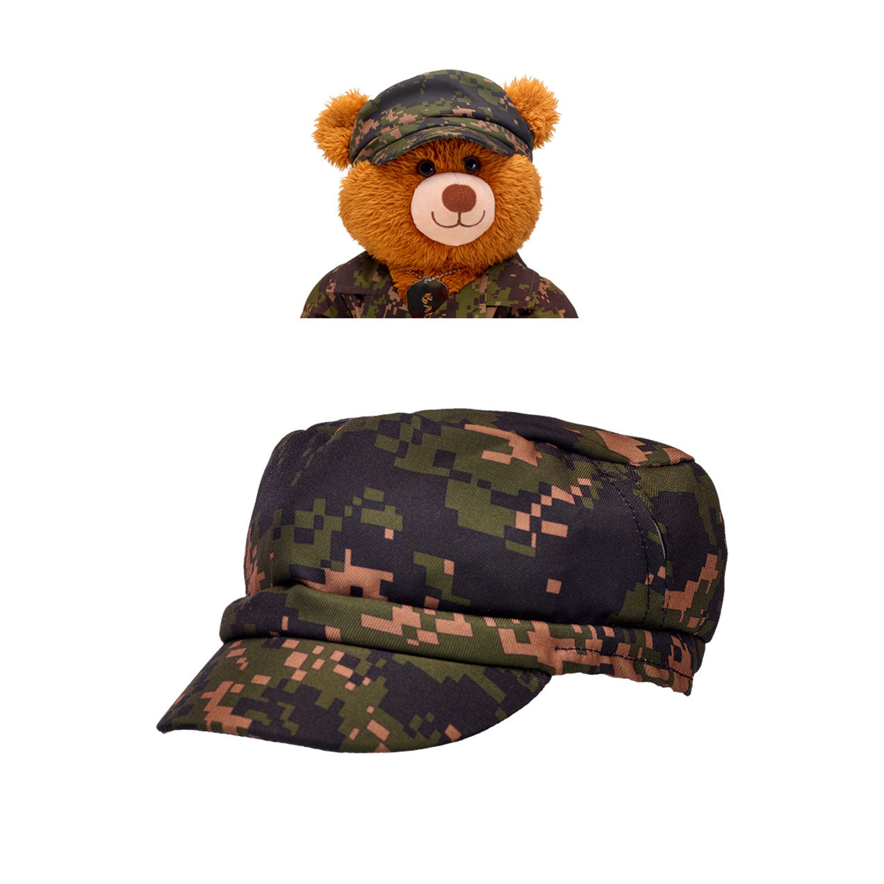 Sombrero Camuflado Verde Build-A-Bear Categoría: Accesorios Build-a-Bear Tipo producto:  Accesorios para muñecas y muñecos de acción