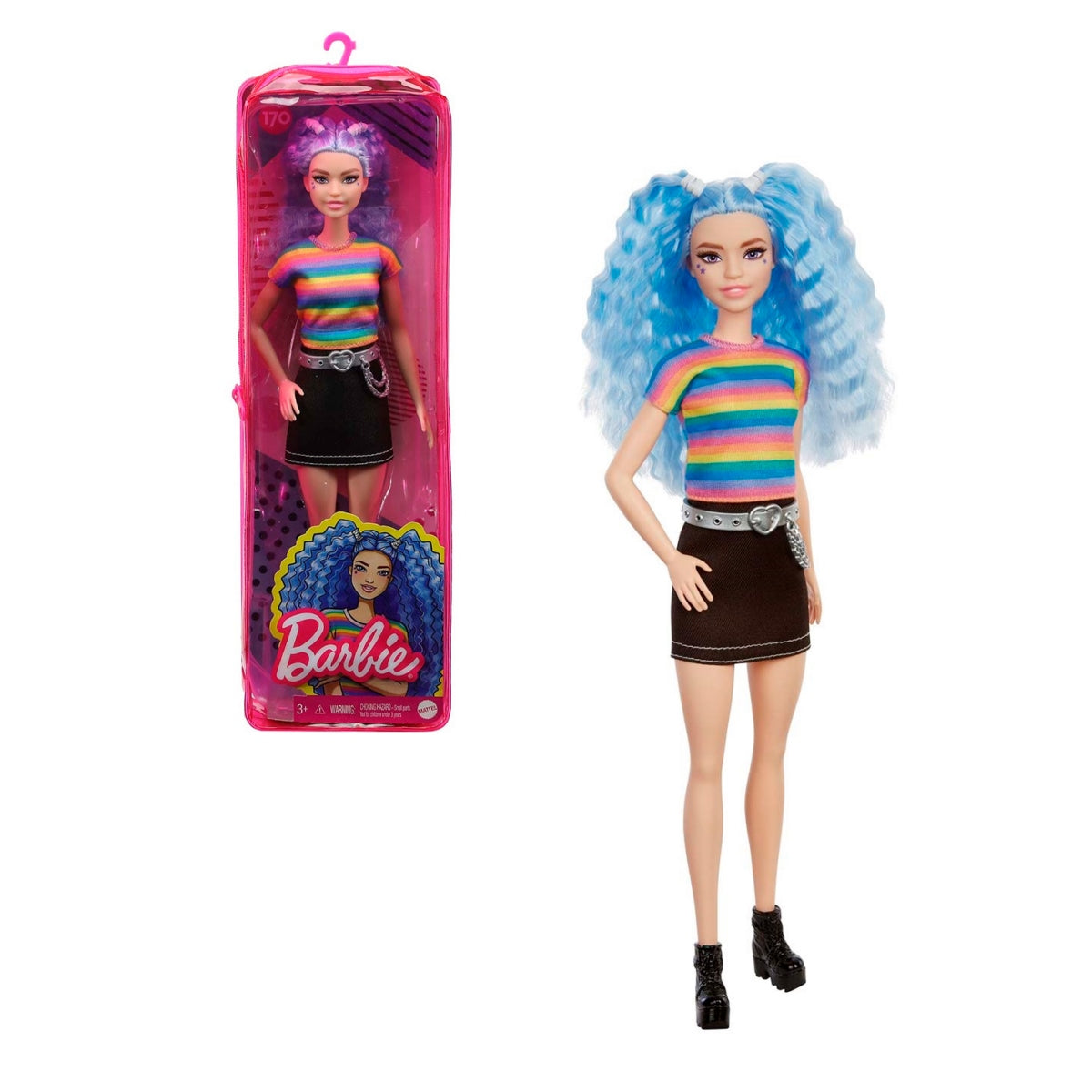 Barbie Fashionistas - Top Arcoiris Y Falda Negra