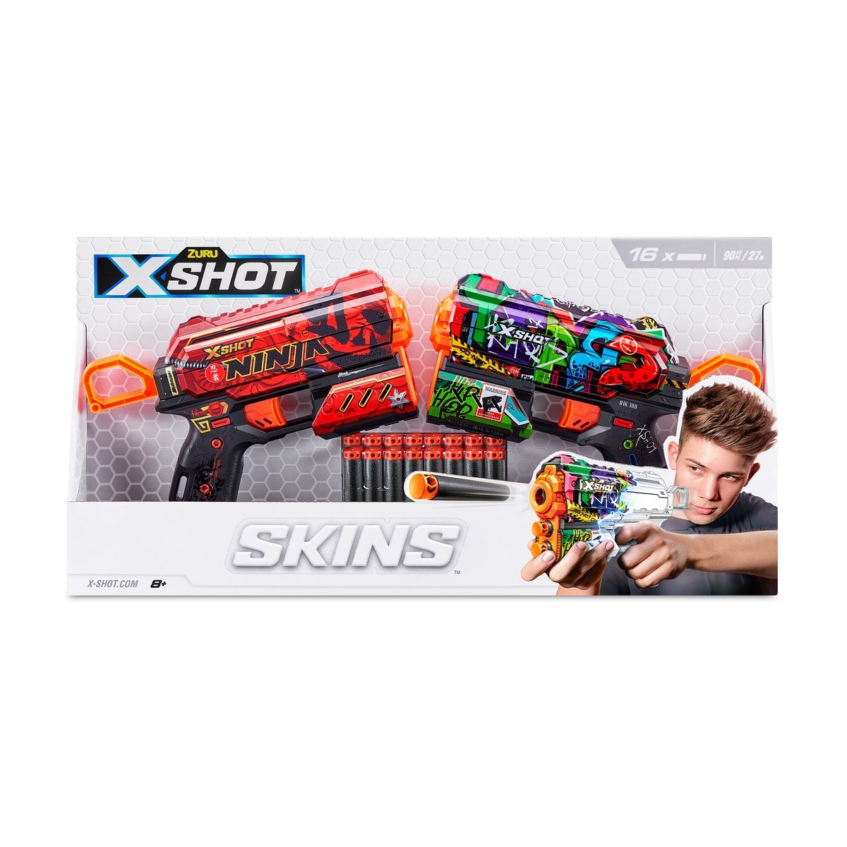 Pack 2 Lanza Dardos Flux Skins Con 16 Dardos X-Shot