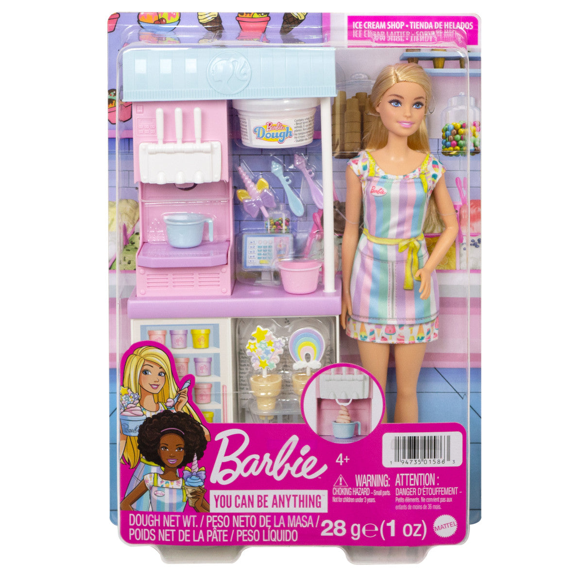 Barbie Profesiones Set De Juego Heladería Con Muñeca