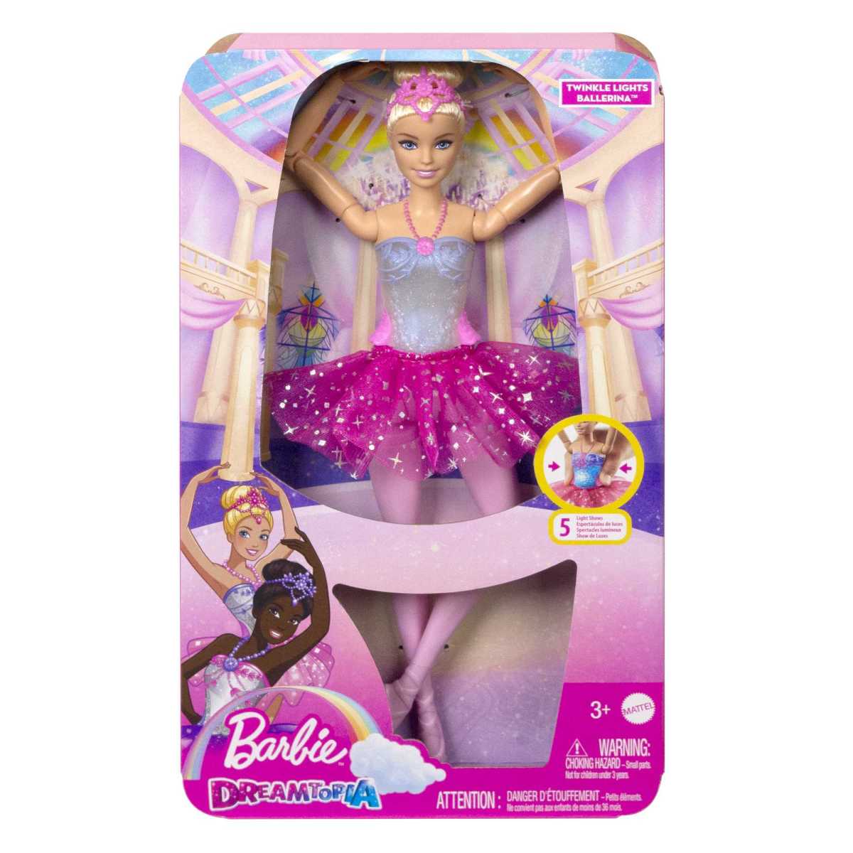 Barbie Muñeca Bailarina Luces Brillantes Tutú Rosa