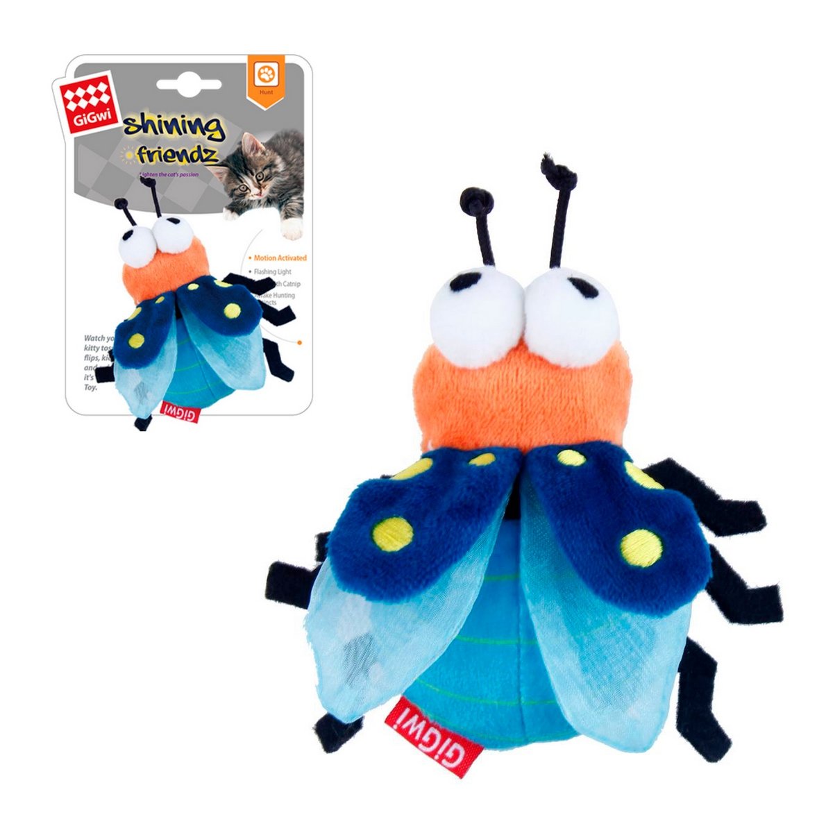 Gigwi - Shinning Friends Firefly Con Luz Led Activada Y Catnip En El Interior