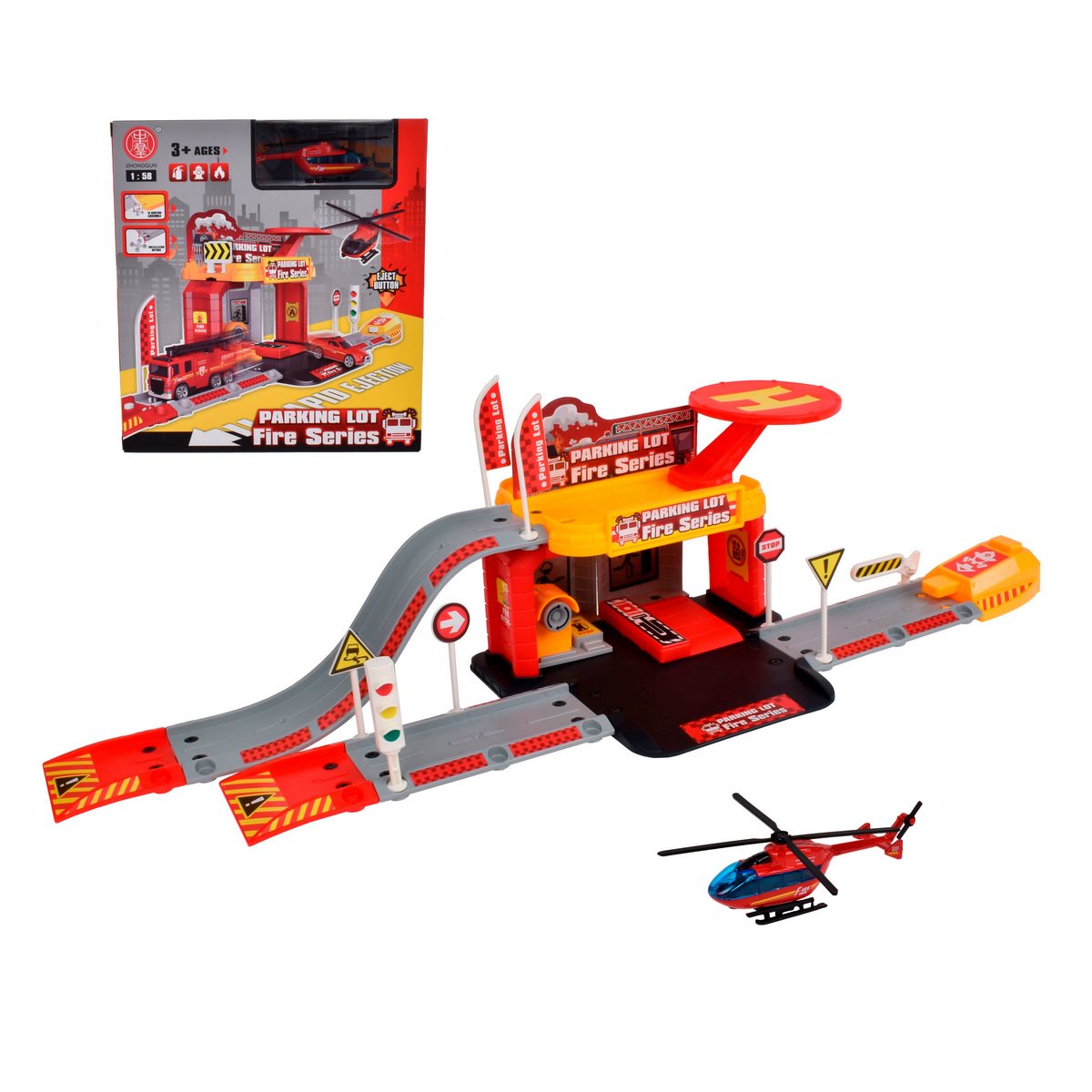 Playset Estacion Armable Con Vehiculo - Helicoptero Bombero