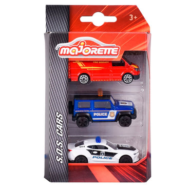 Majorette Emergencia Set 3 Autos - Police Blanco