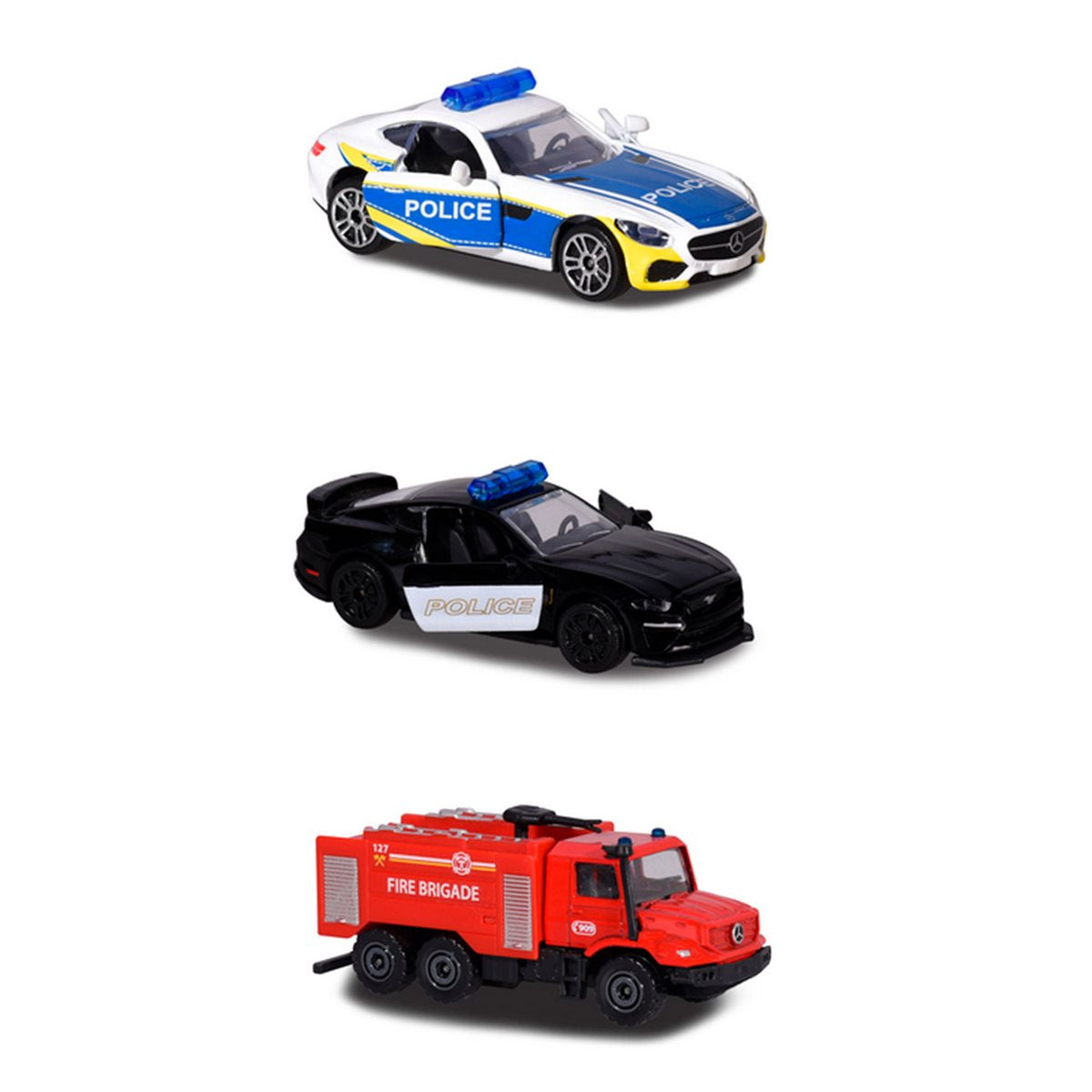 Majorette Emergencia Set 3 Autos - Police Blanco