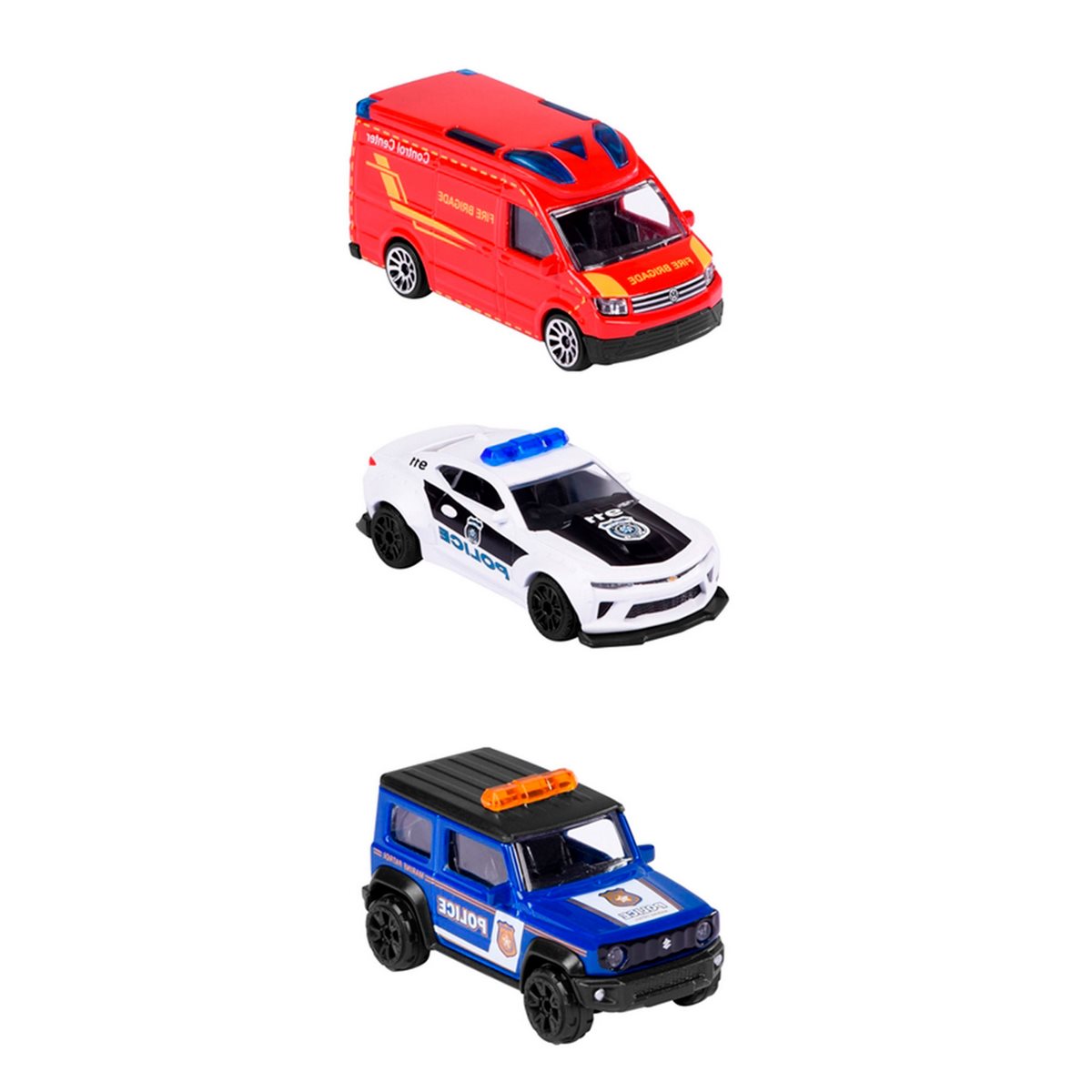 Majorette Emergencia Set 3 Autos - Police Blanco