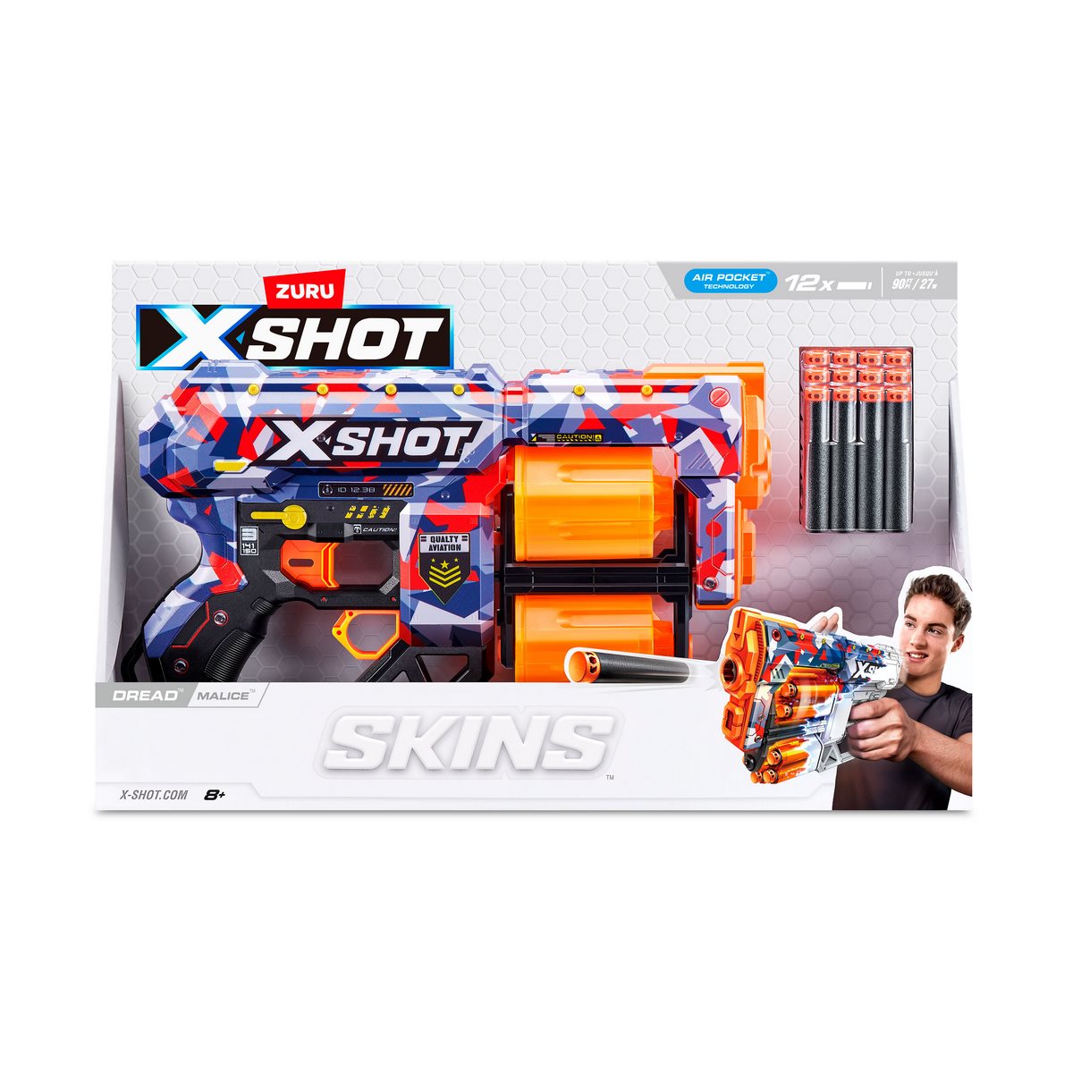 Lanza Dardos Dread Skins Con 12 Dardos X-Shot - Malice