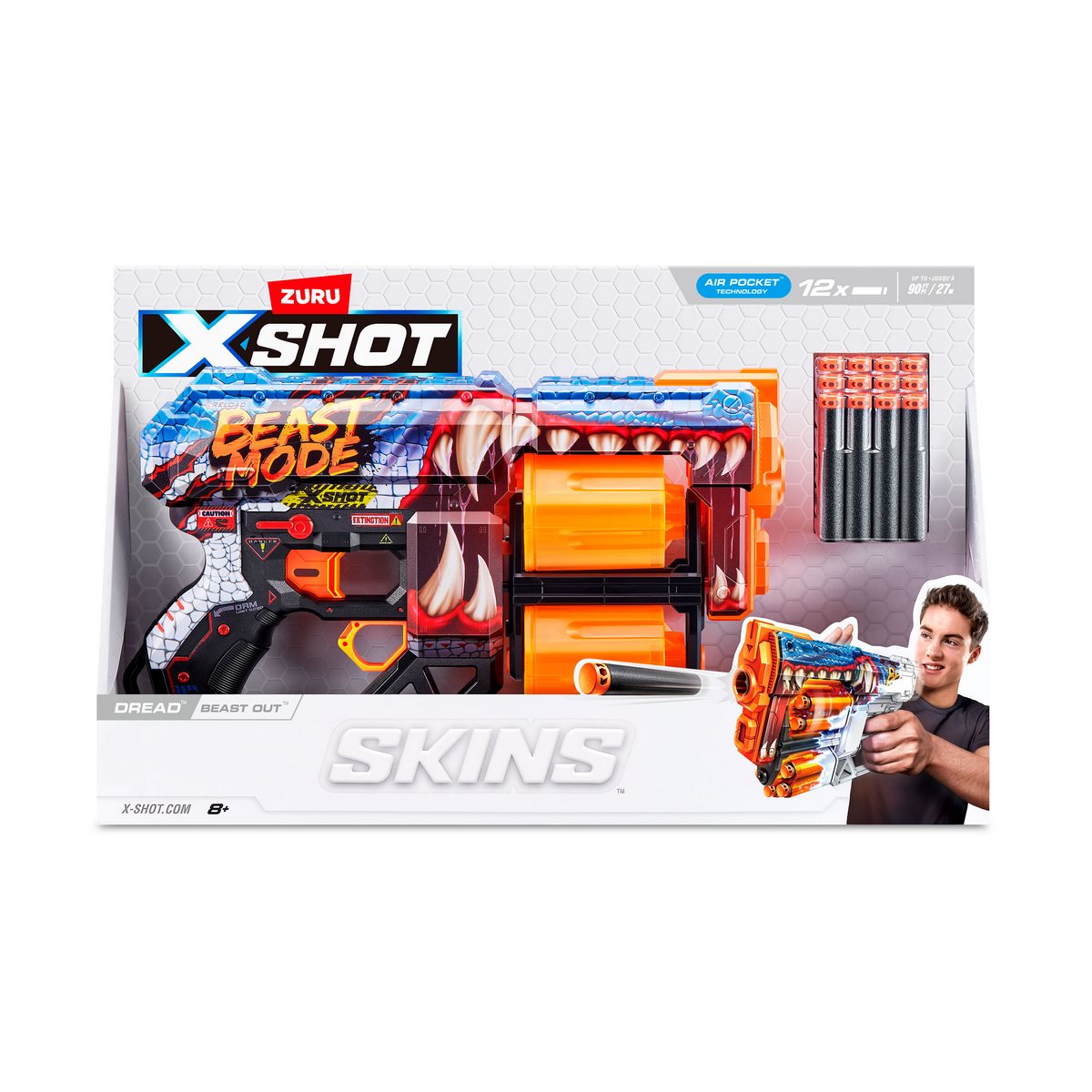 Lanza Dardos Dread Skins Con 12 Dardos X-Shot - Beast Out