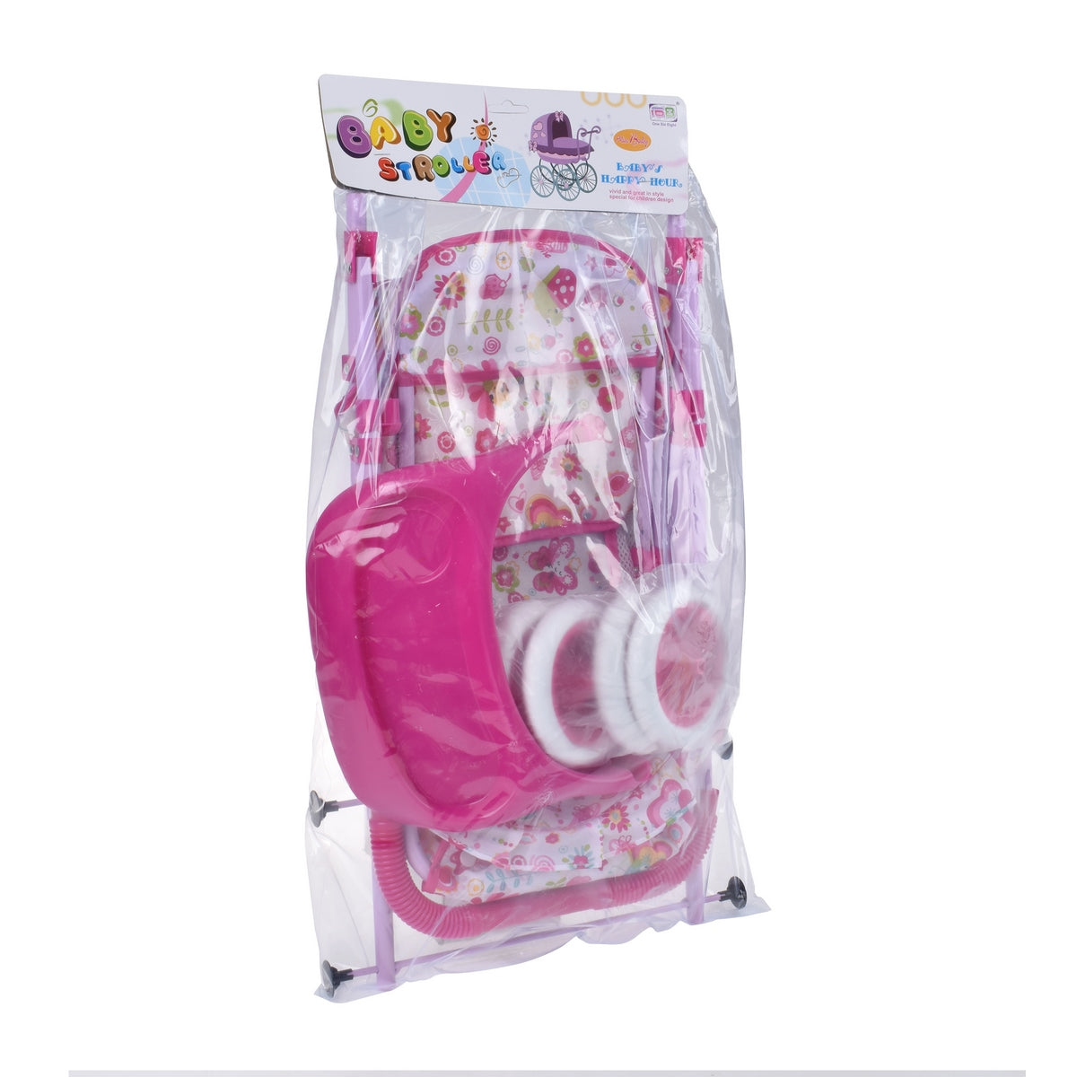 Coche De Muñecas Rosado Con Bandeja