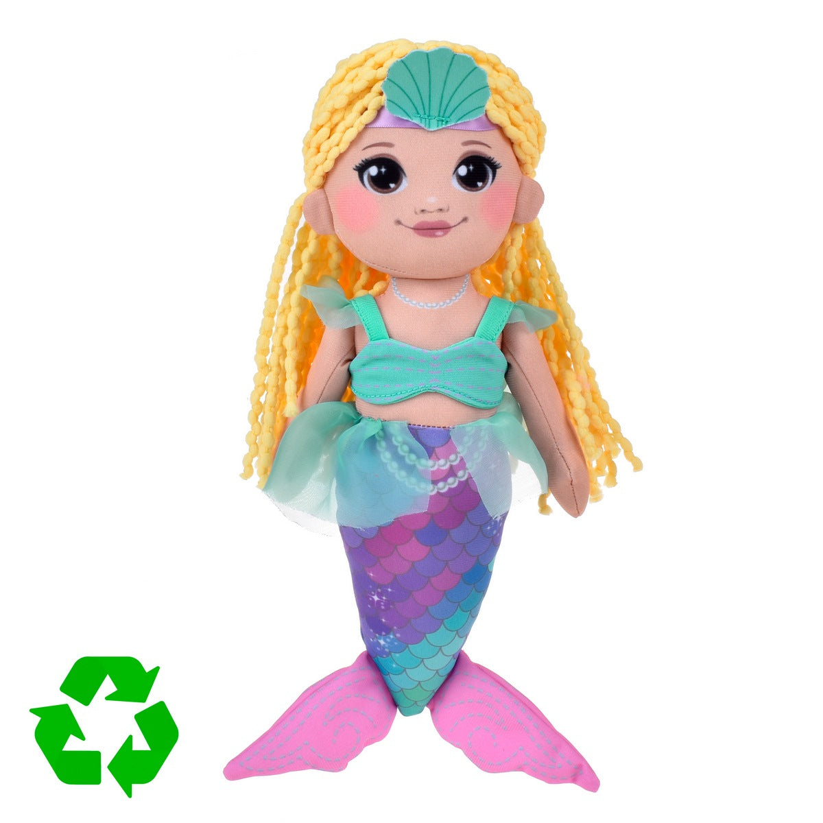 Muñeca de trapo de material reciclado de 30 cm Resoftables - Sirena