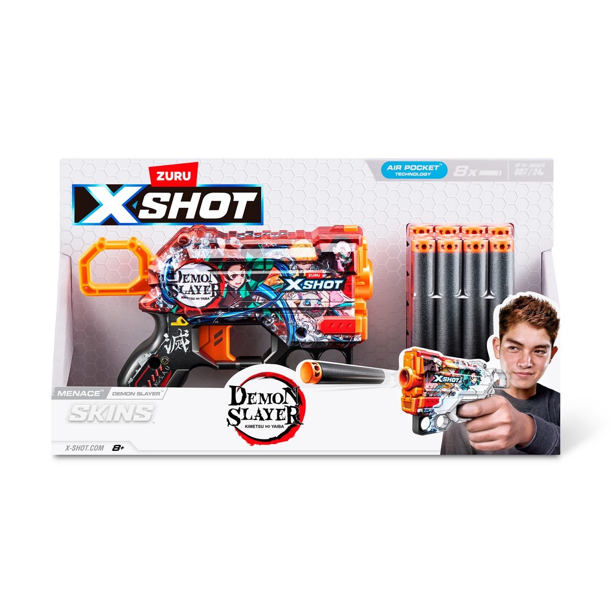 Lanza Dardos Menace Skins Demon Slayer Con 8 Dardos X-Shot