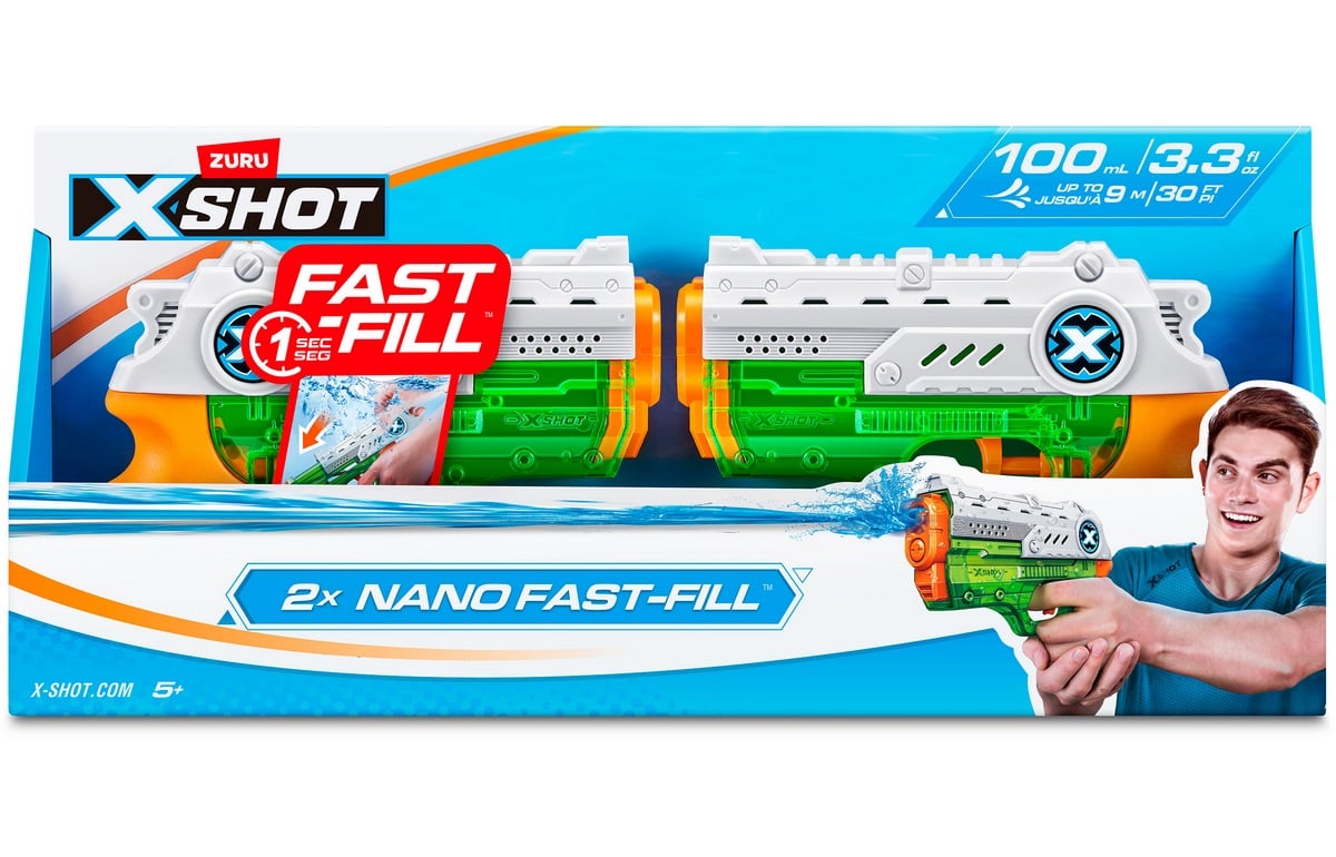 Set 2 Lanza Agua Nano De 100 Ml Con Sistema De Llenado Rapido Fast Fill X-Shot