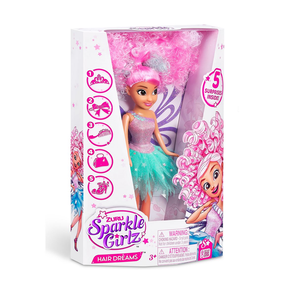 Muñeca Peinado Soñado Sparkle Girlz - Pelo Rosa