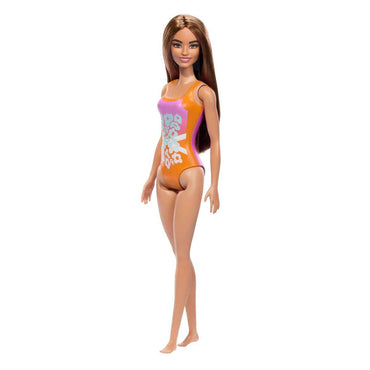 Barbie Fashion & Beauty Muñeca De Playa Sorpresa - Traje De Baño Naranjo
