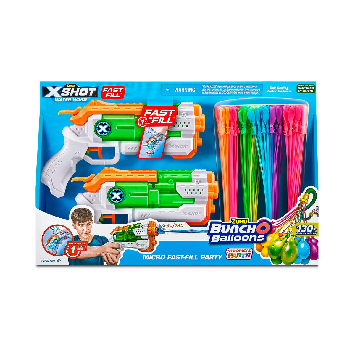 Set 2 Lanzadores De Agua X-Shot Y Globos De Agua Bunch O Balloons De Zuru