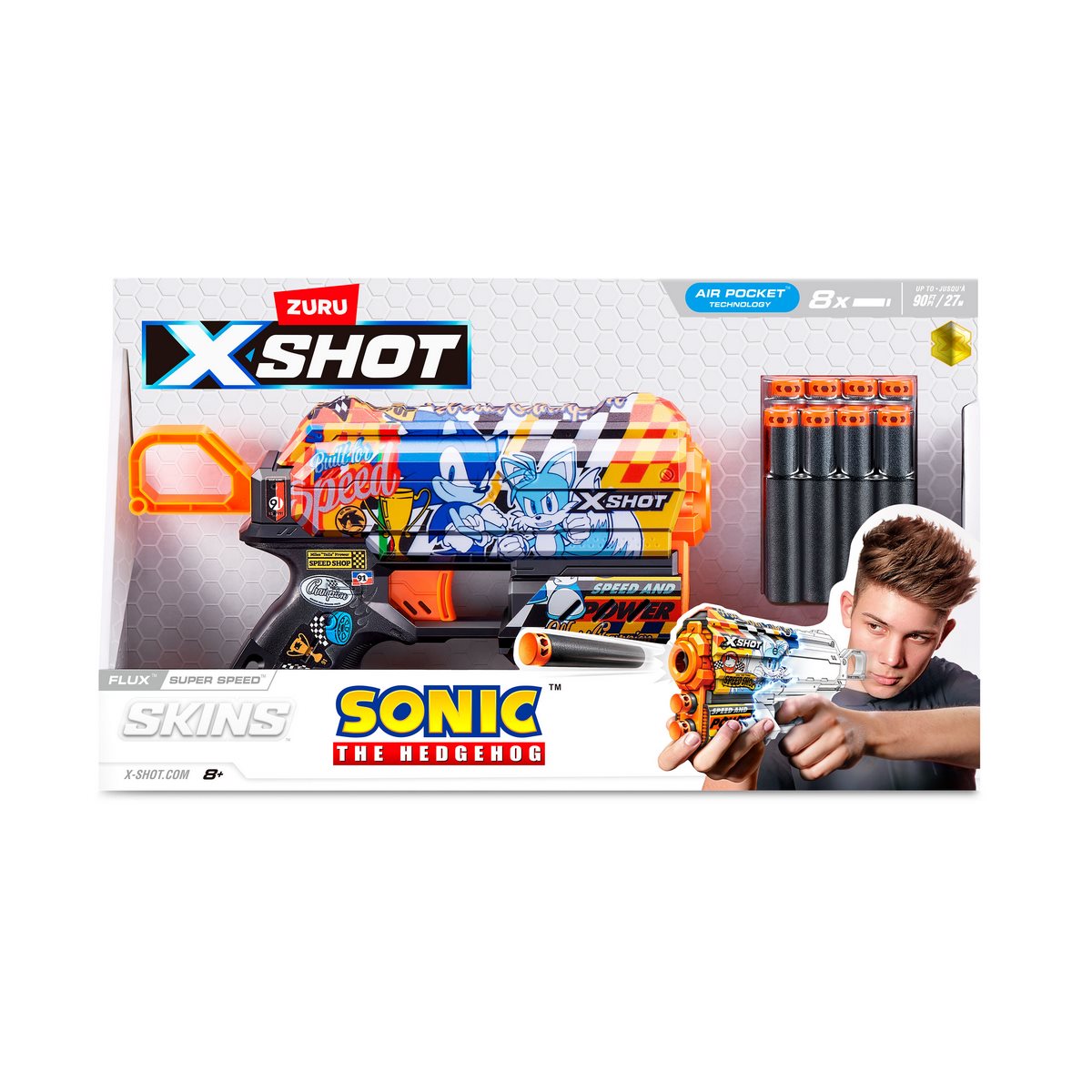 Lanza Dardos Flux Skins Sonic Con 8 Dardos X-Shot - Super Speed