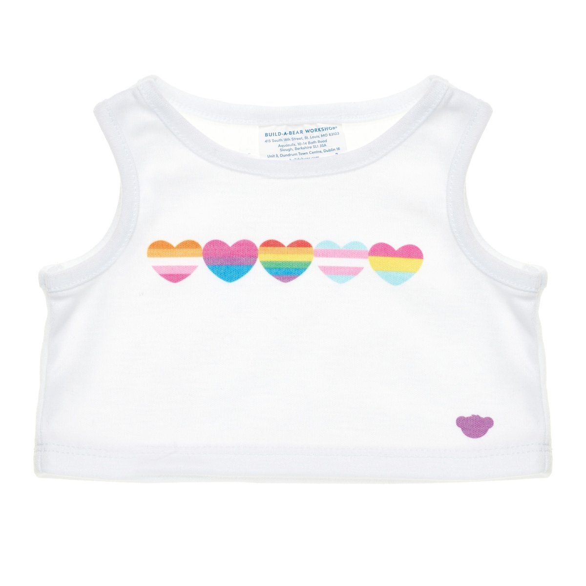 Musculosa Blanca Con Corazones Build-A-Bear