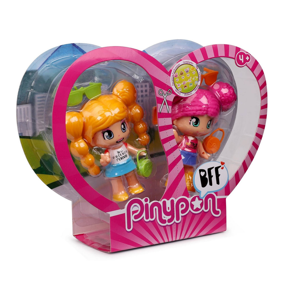 Pack 2 Muñecas Mejores Amigas Pinypon - Cabello Amarillo Y Cabello Rosado