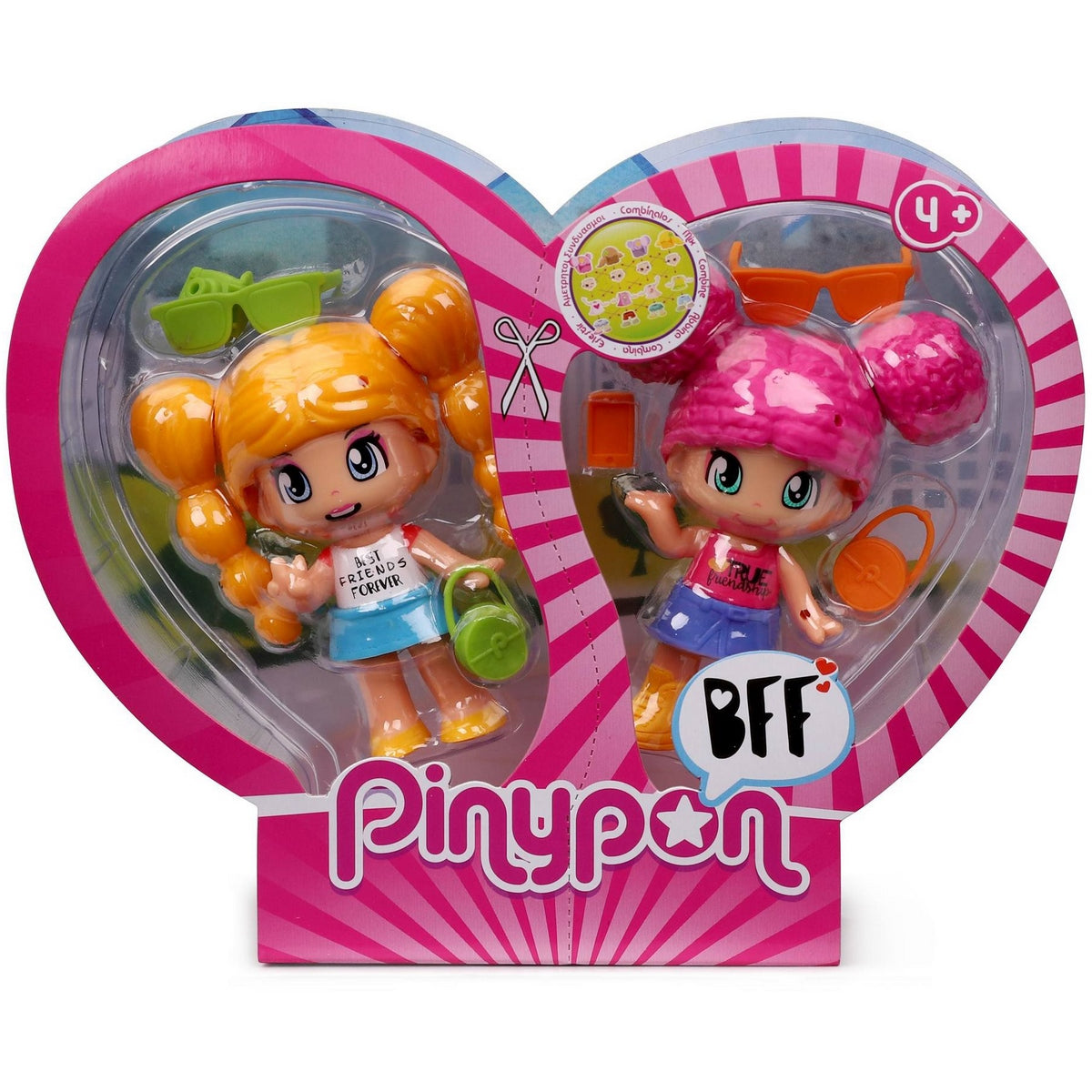 Pack 2 Muñecas Mejores Amigas Pinypon - Cabello Amarillo Y Cabello Rosado