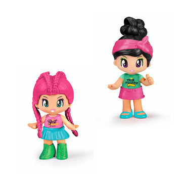 Pack 2 Muñecas Mejores Amigas Pinypon - Cabello Negro Y Cabello Rosado