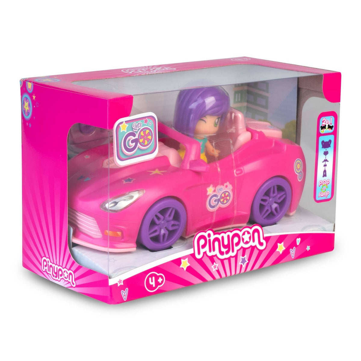 Muñeca De 8 Cm Con Vehiculo Vamos De Pinypon - Auto Rosado