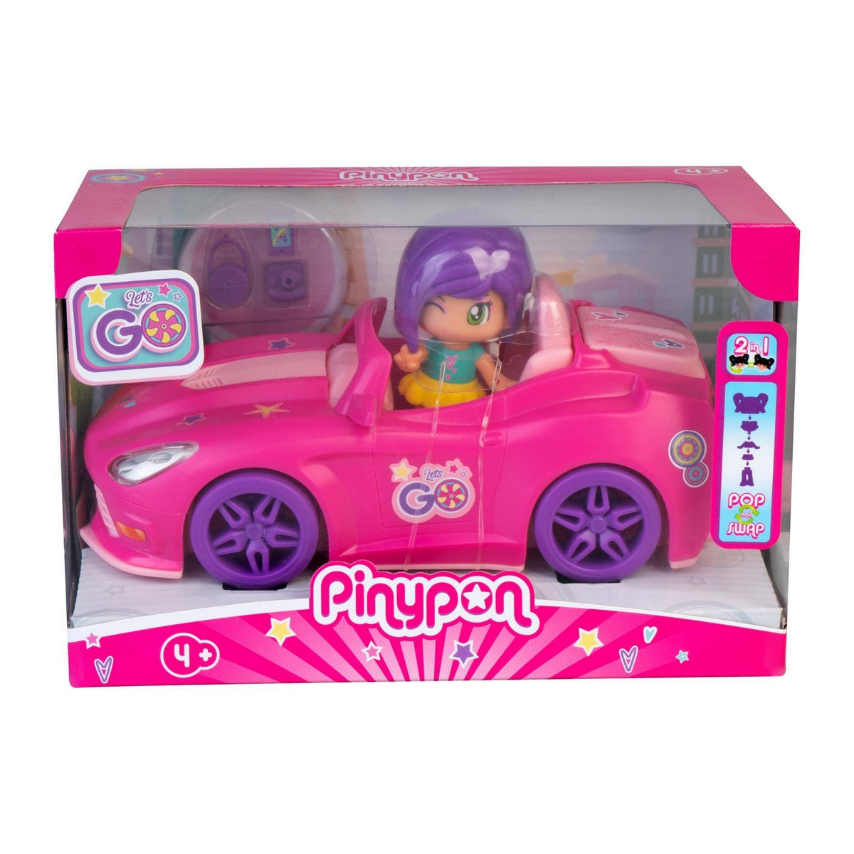 Muñeca De 8 Cm Con Vehiculo Vamos De Pinypon - Auto Rosado