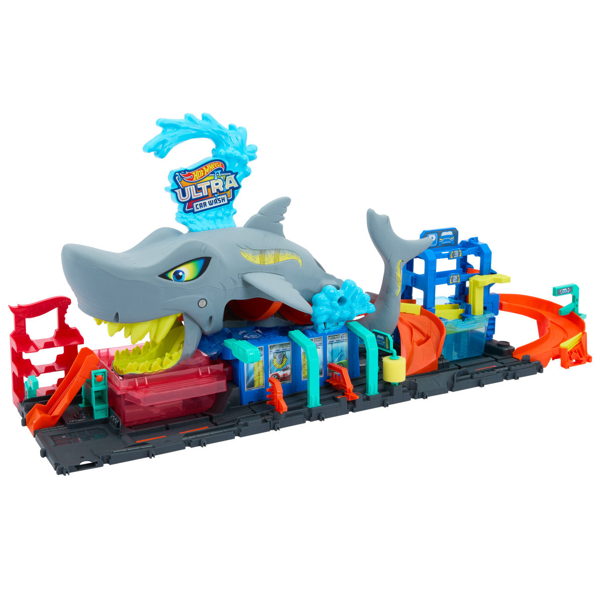 Hot Wheels City Pista Juguete Lavado De Autos Mega Tiburón