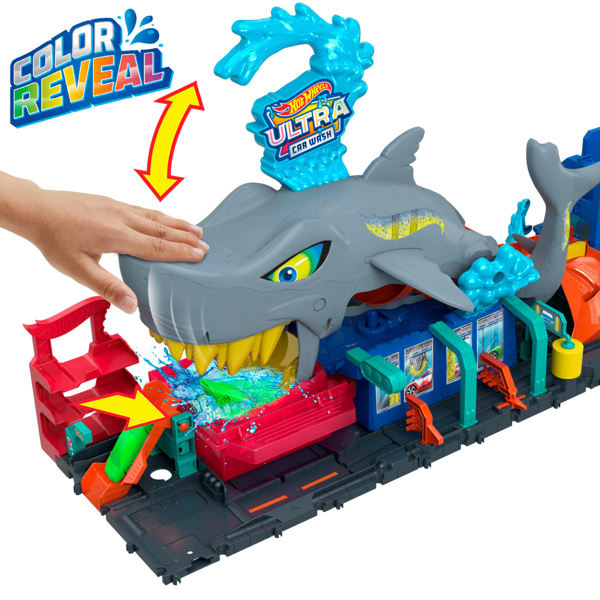 Hot Wheels City Pista Juguete Lavado De Autos Mega Tiburón