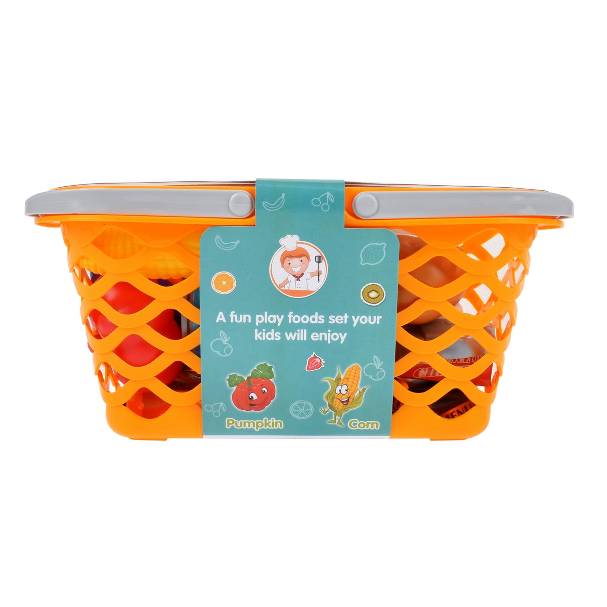 Canasto Con Frutas Y Alimentos - Naranja