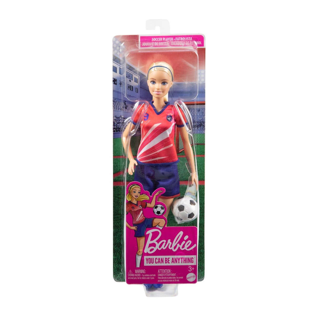 Barbie Profesiones Jugadora De Futbol Playera Roja Mattel