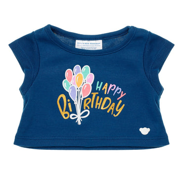Polera Cumpleaños Azul Globos Build-A-Bear